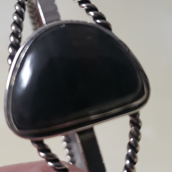 Hyperthene Gemstone dark brown adjustable silver 925 plated bracelet - Picture 4 of 4